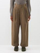 Lauren Manoogian - High-waist Cotton Wide-leg Trousers - Womens - Light Brown