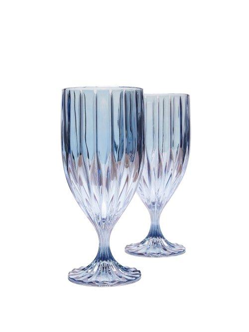 Matchesfashion.com Luisa Beccaria - Set Of Two Prestige Water Glasses - Blue