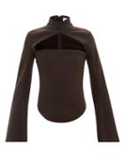 16arlington - Odessa Cutout Wool-blend Top - Womens - Dark Brown