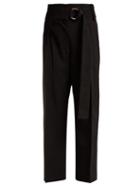 Matchesfashion.com Petar Petrov - Herma High Waisted Woven Tailored Trousers - Womens - Black