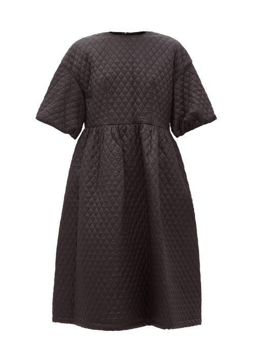 Matchesfashion.com Noir Kei Ninomiya - Puff-sleeve Matelass Midi Dress - Womens - Black