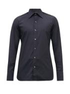 Mens Rtw Tom Ford - Semi-spread Collar Cotton-poplin Shirt - Mens - Navy
