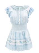 Loveshackfancy - Fontana Floral-embroidered Cotton-voile Mini Dress - Womens - Aqua