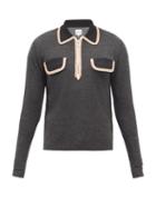 Sasquatchfabrix - Stripe-trim Zip-neck Polo Shirt - Mens - Black