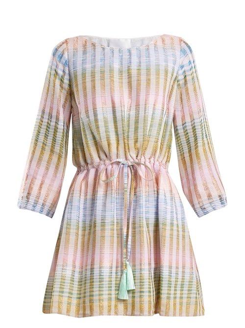 Matchesfashion.com Athena Procopiou - Cosmic Dancer Multi Thread Cotton Blend Dress - Womens - Blue Multi