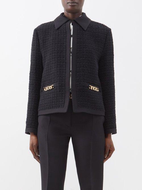 Valentino - V-logo Chain Tweed Jacket - Womens - 01bk