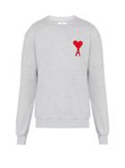Matchesfashion.com Ami - Embroidered Logo Cotton Jersey Sweatshirt - Mens - Grey