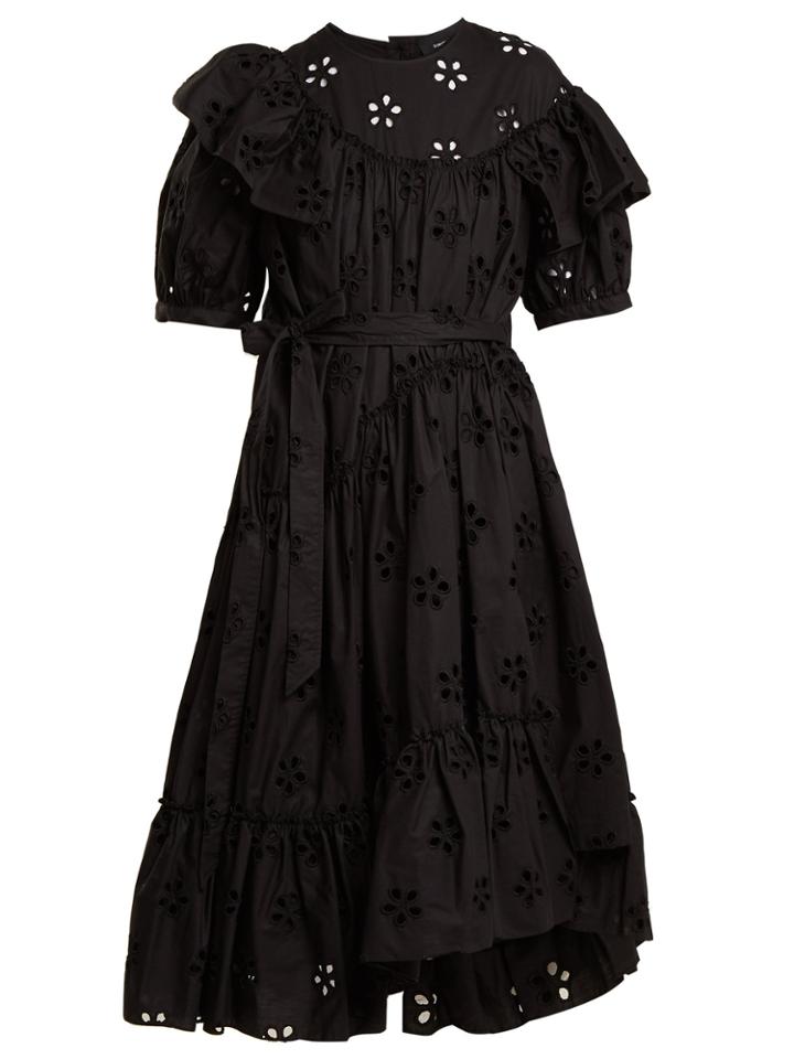 Simone Rocha Round-neck Floral Broderie-anglaise Cotton Dress