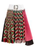 Matchesfashion.com Chopova Lowena - Geometric Pleated Wool And Ripstop Midi Skirt - Womens - Multi