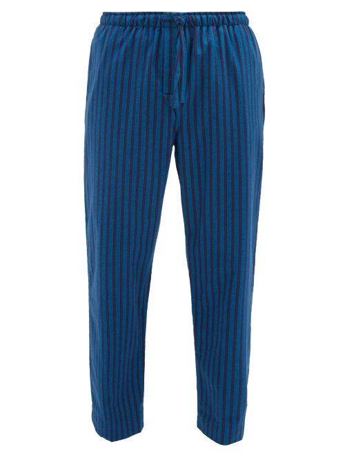 Matchesfashion.com Derek Rose - Striped Brushed Cotton Twill Pyjama Trousers - Mens - Blue Multi