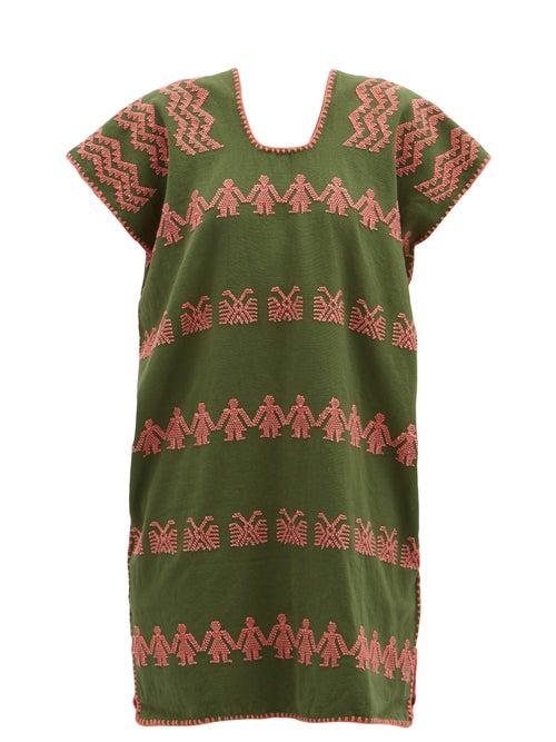 Matchesfashion.com Pippa Holt - No.205 Embroidered Cotton Kaftan - Womens - Green Print