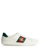 Gucci Ace Bee-embroidered Low-top Leather Trainers