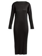 Matchesfashion.com Pleats Please Issey Miyake - Pleated Long Sleeved Midi Dress - Womens - Black