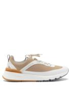 Matchesfashion.com Brunello Cucinelli - Leather-trimmed Mesh Trainers - Mens - Camel