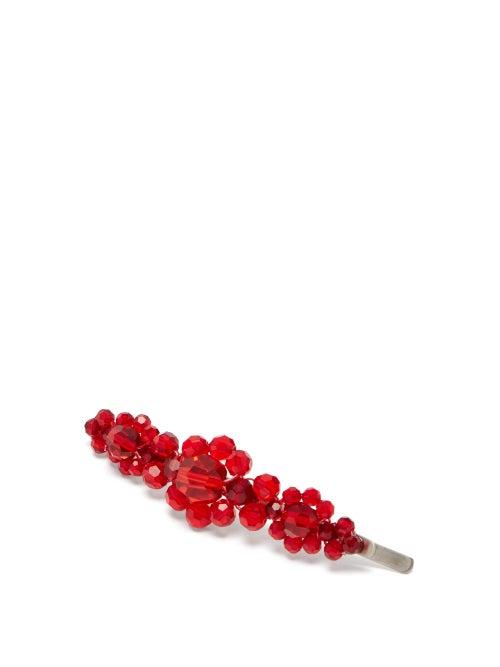 Matchesfashion.com Simone Rocha - Floral Beaded Hair Slide - Womens - Red