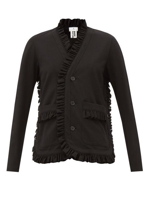 Noir Kei Ninomiya - Ruffled-trim Cotton Jacket - Womens - Black