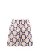 Matchesfashion.com Gucci - Gg Logo Jacquard Boucl Tweed Shorts - Womens - White Multi