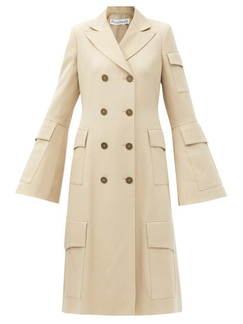 Matchesfashion.com Jw Anderson - Flap-pocket Double-breasted Wool Coat - Womens - Light Beige