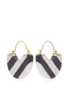 Matchesfashion.com Vanda Jacintho - Striped Half Moon Resin Earrings - Womens - Navy