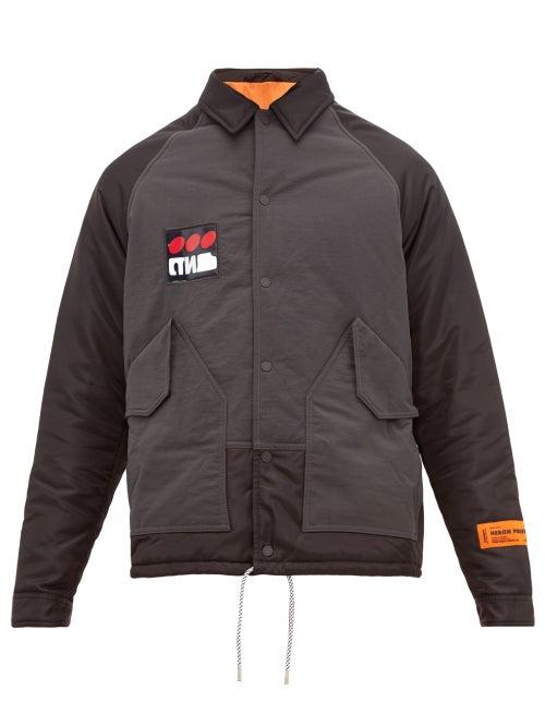 Matchesfashion.com Heron Preston -  Logo Contrast Panel Jacket - Mens - Dark Grey