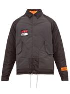 Matchesfashion.com Heron Preston -  Logo Contrast Panel Jacket - Mens - Dark Grey