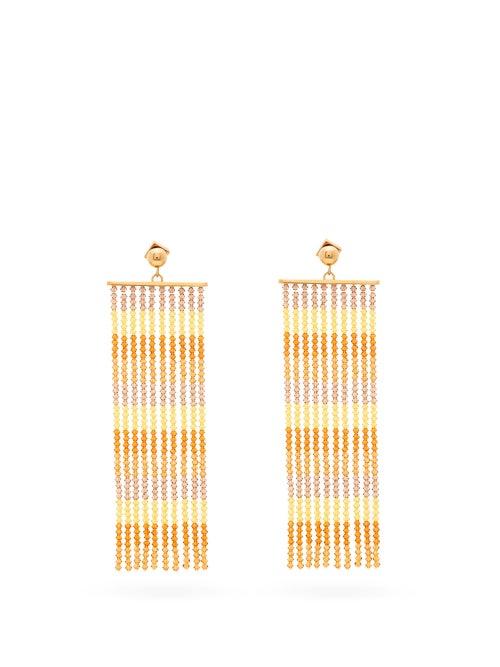 Matchesfashion.com Jacquemus - Rideaux Beaded-tassel Earrings - Womens - Orange
