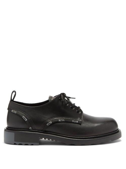 Matchesfashion.com Valentino Garavani - Vltn-accent Leather Derby Shoes - Mens - Black