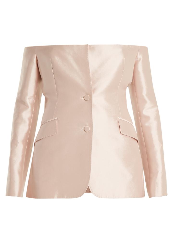 Gabriela Hearst Dorothea Off-the-shoulder Sateen Jacket