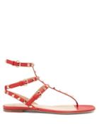Matchesfashion.com Valentino - Rockstud Leather Sandals - Womens - Red