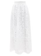 Dolce & Gabbana - Floral-guipure Flax-blend Maxi Skirt - Womens - White