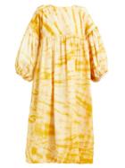 Matchesfashion.com Story Mfg - Mon Tie Dye Cotton Smock Midi Dress - Womens - Yellow