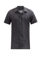 Mens Rtw Thom Sweeney - Cuban-collar Linen Shirt - Mens - Dark Grey