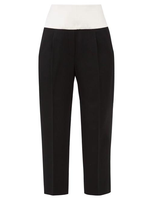 Matchesfashion.com Givenchy - Cummerbund-waist Cropped Wool-crpe Trousers - Womens - Black White