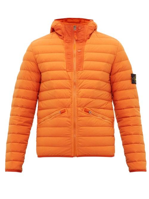 Matchesfashion.com Stone Island - Lightweight Down Filled Hooded Coat - Mens - Orange