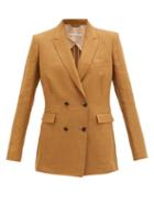 Matchesfashion.com Another Tomorrow - Double-breasted Linen-blend Twill Jacket - Womens - Brown