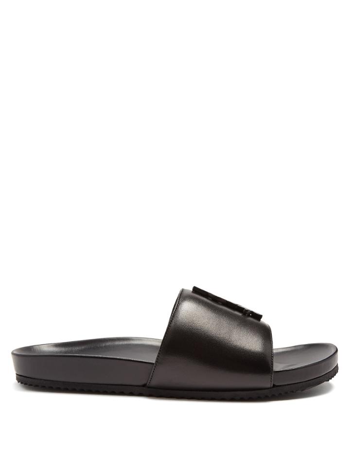 Saint Laurent Joan Logo Leather Slides