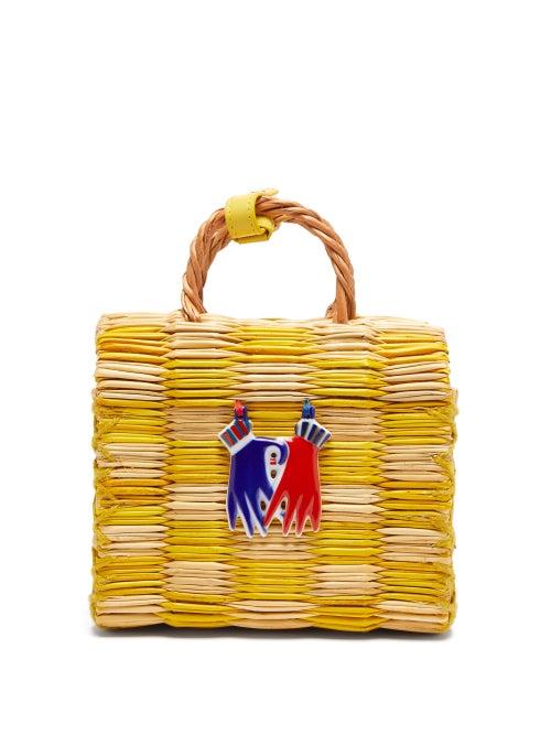 Matchesfashion.com Heimat Atlantica - Tom Tom Mini Basket Bag - Womens - Yellow Multi