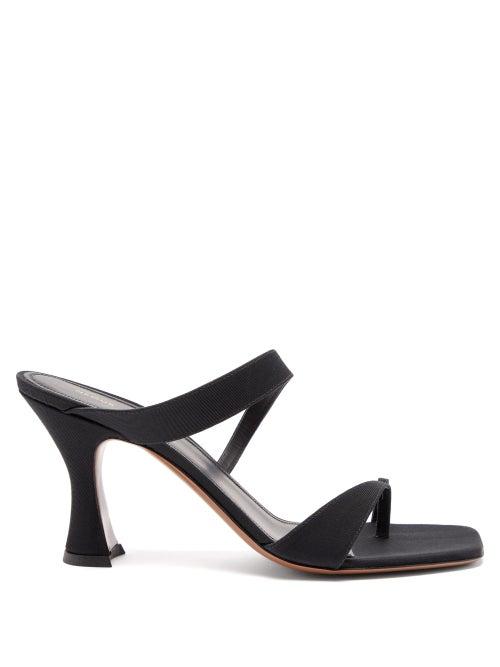 Matchesfashion.com Neous - Silka Square-toe Faille And Leather Mules - Womens - Black