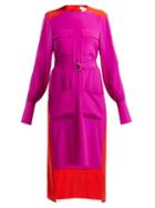 Matchesfashion.com Chlo - Colour Block Panelled Crepe Dress - Womens - Pink Multi