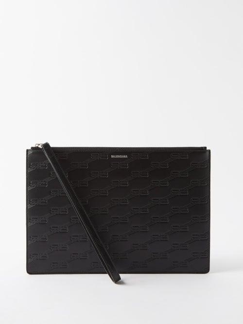 Balenciaga - Bb-monogram Leather Pouch - Mens - Black