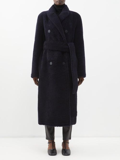 Joseph - Bourdon Double-breasted Shearling Coat - Womens - Navy