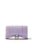 Balenciaga - Hourglass Crocodile-effect Leather Cross-body Bag - Womens - Light Purple