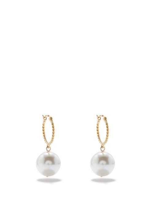 Completedworks - Pearl & Recycled 14kt Gold-vermeil Hoop Earrings - Womens - Yellow Gold