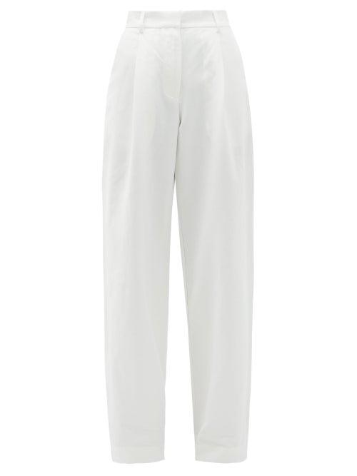 Matchesfashion.com Matteau - High-rise Cotton-blend Wide Leg Trousers - Womens - White