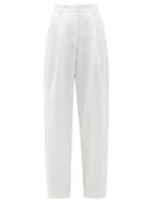 Matchesfashion.com Matteau - High-rise Cotton-blend Wide Leg Trousers - Womens - White