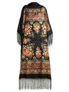 Matchesfashion.com Vetements - Floral Print Hooded Wool Scarf Dress - Womens - Black Multi