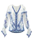 Matchesfashion.com Camilla - Talking About A Revolution-print Silk Blouse - Womens - Blue Print