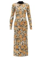 Matchesfashion.com Paco Rabanne - Floral-jacquard Lurex And Jersey Maxi Dress - Womens - Silver Gold