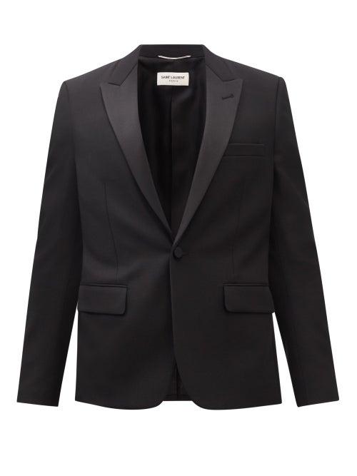 Saint Laurent - Single-breasted Grain De Poudre Tuxedo Jacket - Mens - Black