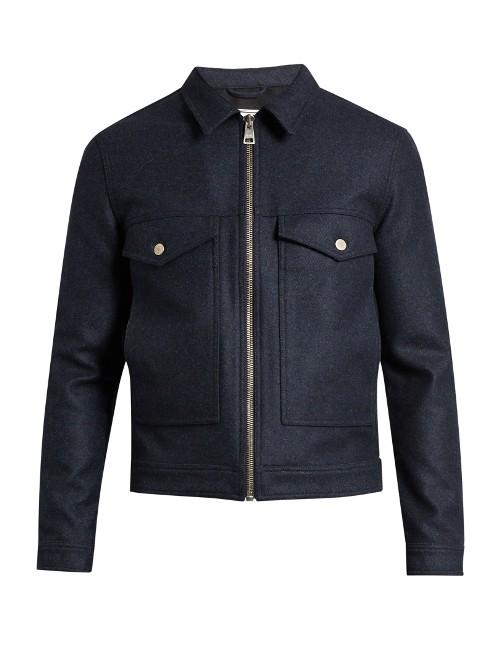 Ami Zip-through Point-collar Wool-blend Jacket